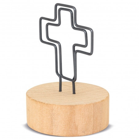 Clip en forma de cruz con caja de acetato y adhesivo de comunión personalizado