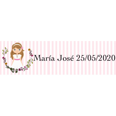 Bálsamo labial con forma de corazón en caja con adhesivo de comunión niña para detalles