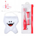 Cepillo de dientes con reloj de arena en estuche con bolsa para el ratón pérez