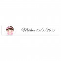 Adhesivo rectangular 5x1 personalizable fondo blanco ángel niña para bautizo