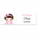 Adhesivo rectangular 6x2 personalizable ángel niña para bautizo