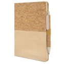 Libreta de corcho color crema personalizada con adhesivo de boda y bolsa para regalar