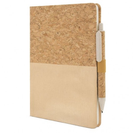 Libreta de corcho color crema personalizada con adhesivo de boda y bolsa para regalar