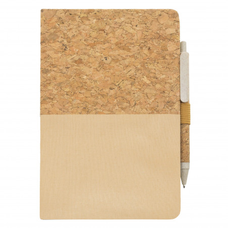 Libreta de corcho color crema personalizada con adhesivo de boda y bolsa para regalar