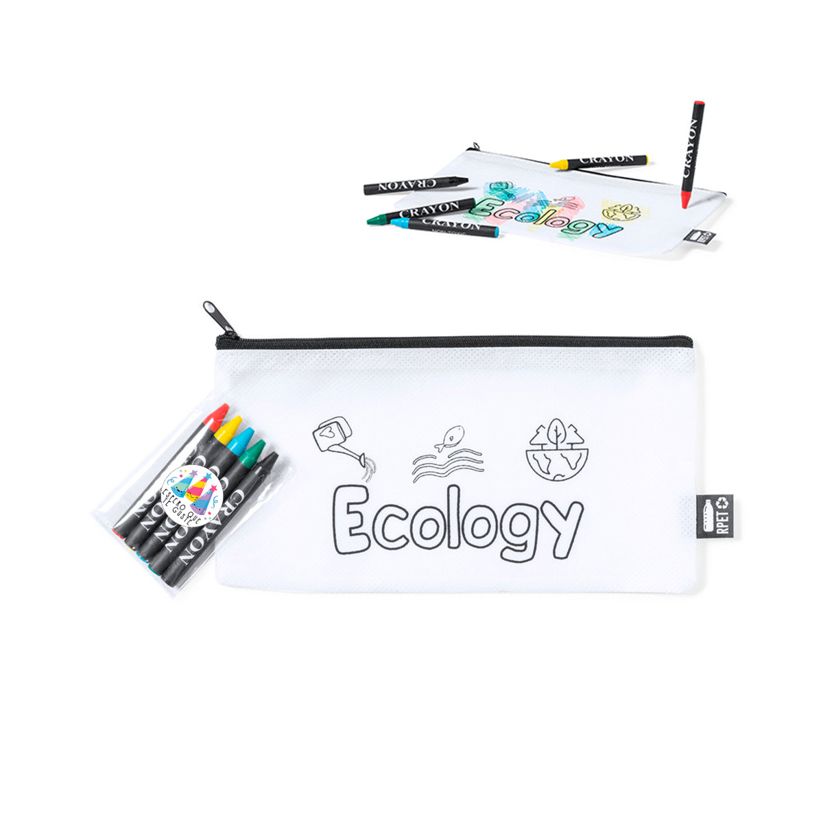 Estuche para colorear con ceras de colores y adhesivo regalo