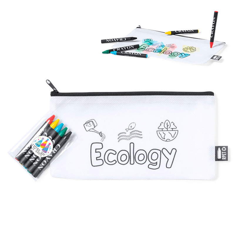 Estuche para colorear con ceras de colores y adhesivo regalo