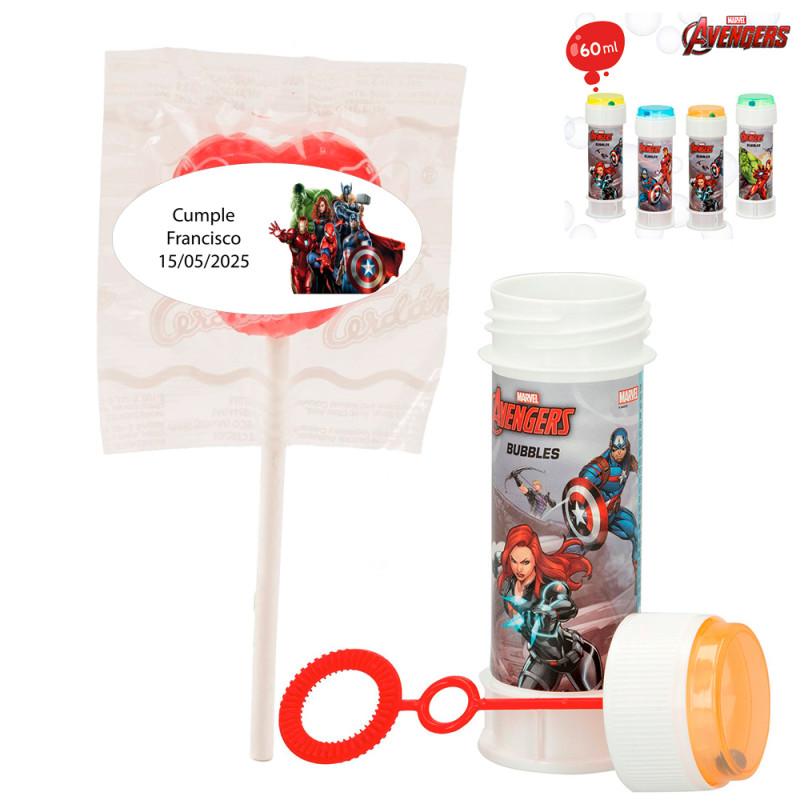 Pompero y piruleta con adhesivo de los vengadores personalizable para detalles