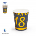 Vasos número 18 azul marino con diseño estrellas en oro