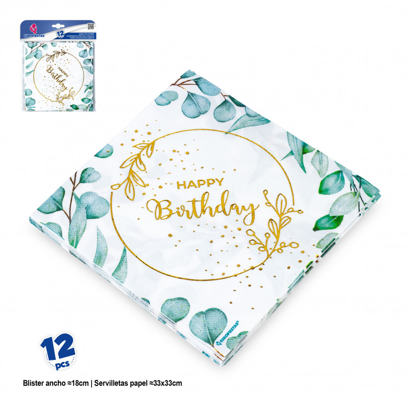 Servilletas happy birthday diseño floral para eventos