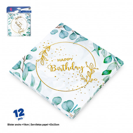 Servilletas happy birthday diseño floral para eventos
