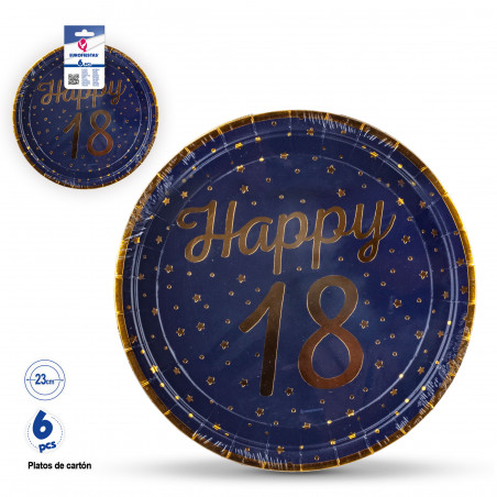 Plato diseño número18 azul marino para eventos