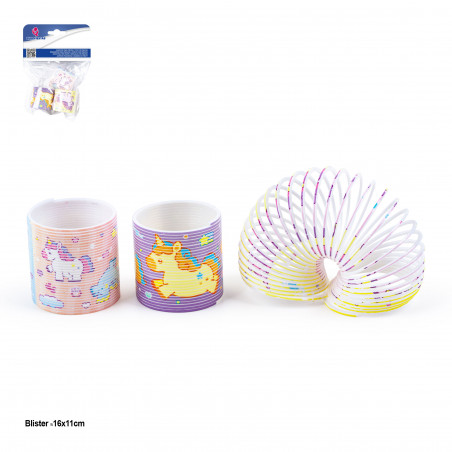 Muelle unicornio presentado en blíster con 3 unidades surtidas