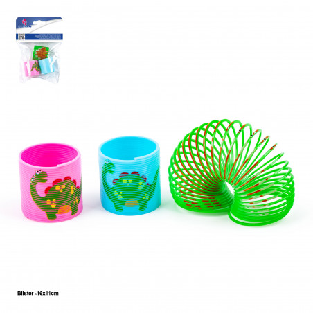 Muelle dinosaurio presentado en blíster de 3 unidades