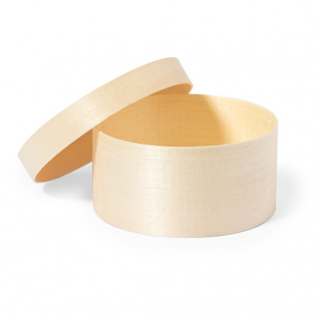 Pulsera de infinito dorado en caja de madera personalizada con adhesivo ovalado romántico para bodas