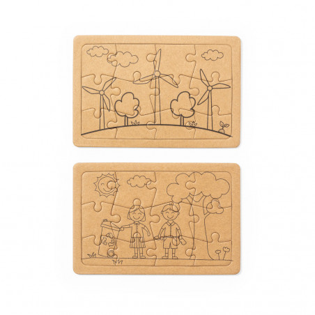 Puzzle eco en caja con adhesivo personalizado para detalles