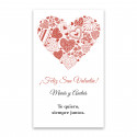 Adhesivo de corazones rojos rectangular 3x5 románticos