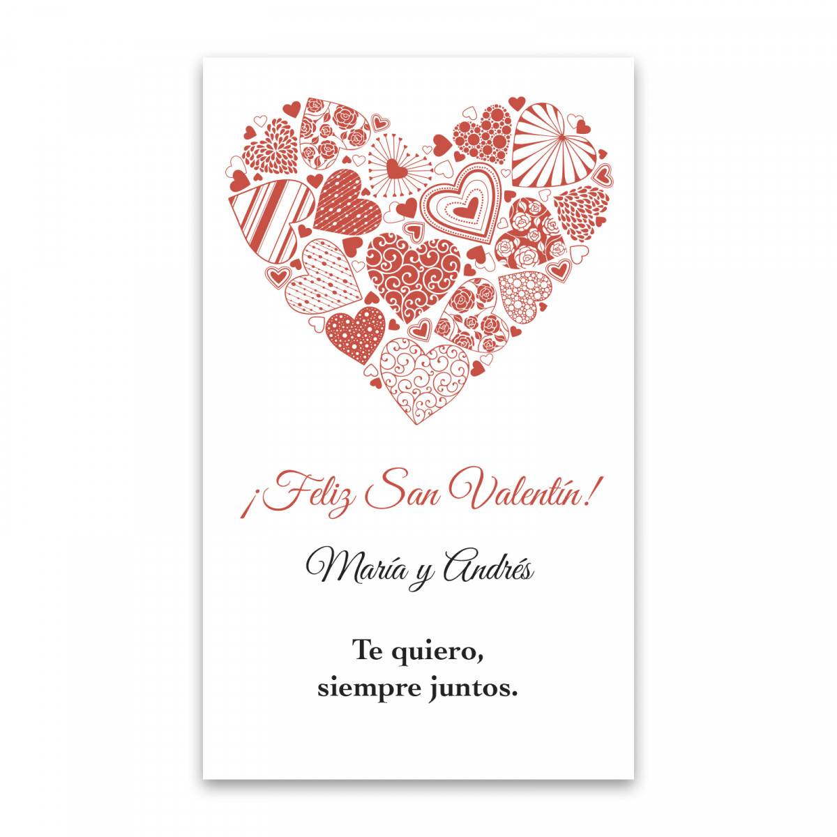 Adhesivo de corazones rojos rectangular 3x5 románticos