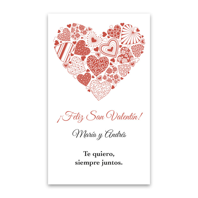 Adhesivo de corazones rojos rectangular 3x5 románticos