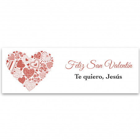 Adhesivo de corazones rojos rectangular 6x2 románticos