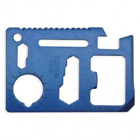 Multiherramienta azul en funda con adhesivo personalizado para comunión de niño