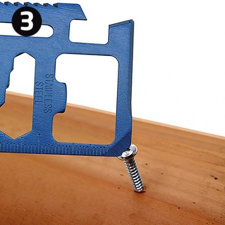Multiherramienta azul en funda con adhesivo personalizado para comunión de niño