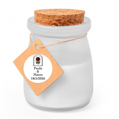 Vela aromática con tapa y adhesivo rosa vintage para detalles