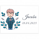 Adhesivo 7x5 cm primera comunión niño personalizable