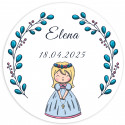 Adhesivo redondo 3cm primera comunión niña personalizable