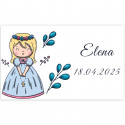 Adhesivo 5x3 cm primera comunión niña personalizable