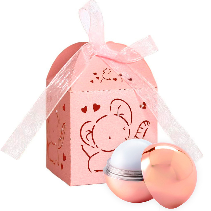 Bálsamo labial esférico oro rosa en cajita elegante para detalles