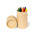 Colores de madera y ceras en estuche redondo con adhesivo navideño para detalles