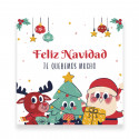 Sellos infantiles navideños con piruleta personalizada de papá noel en bolsa de organza para regalar
