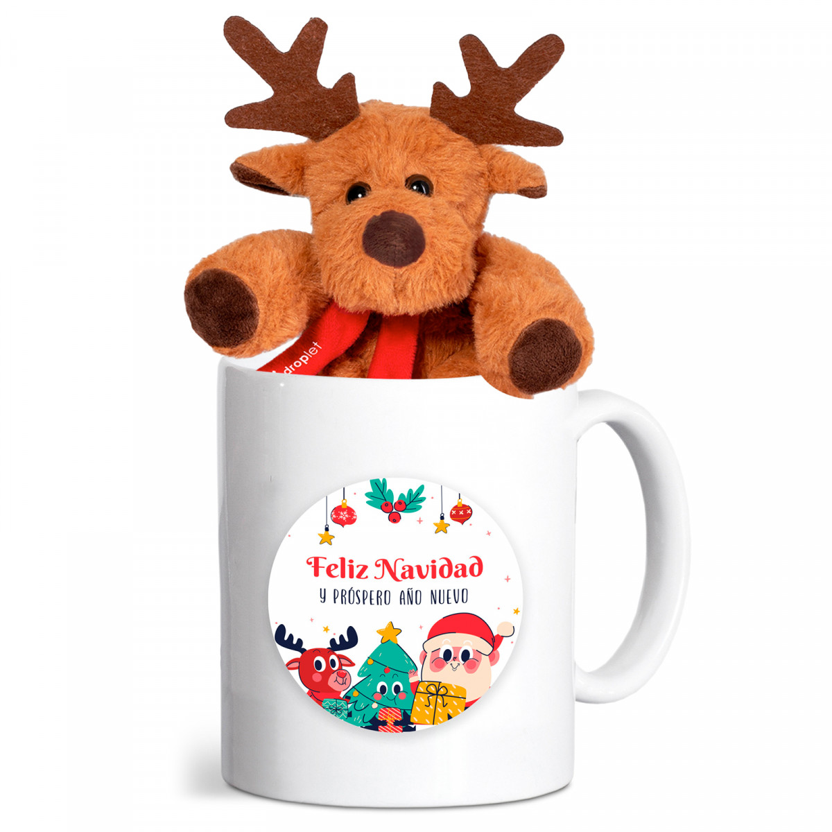 Taza de cerámica personalizada con peluche reno para detalles