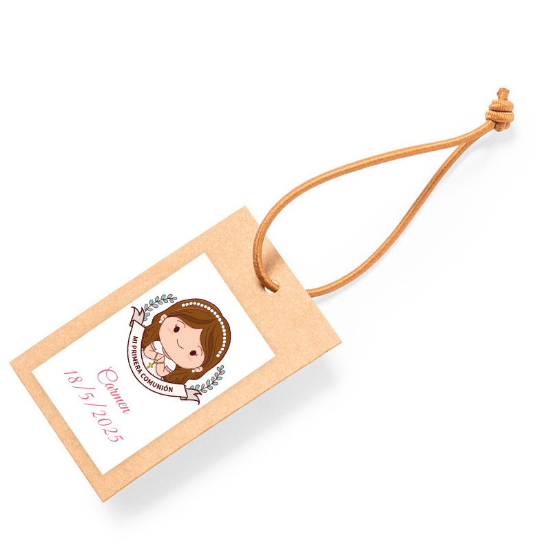 Etiqueta colgante personalizada para detalles primera comunión niña