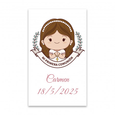 Etiqueta colgante personalizada para detalles primera comunión niña