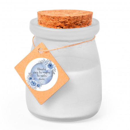 Vela de cristal con etiqueta con adhesivo editable para detalles