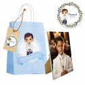 Marco de foto con bolsa de comunión para niño y etiqueta personalizable para regalar