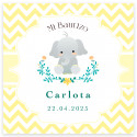 Llavero oso con tarjeta de agradecimiento en bolsa de organza blanca para detalles bautizo