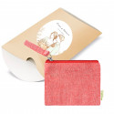 Monedero rojo en estuche kraft con adhesivo romántico novios para detalles boda