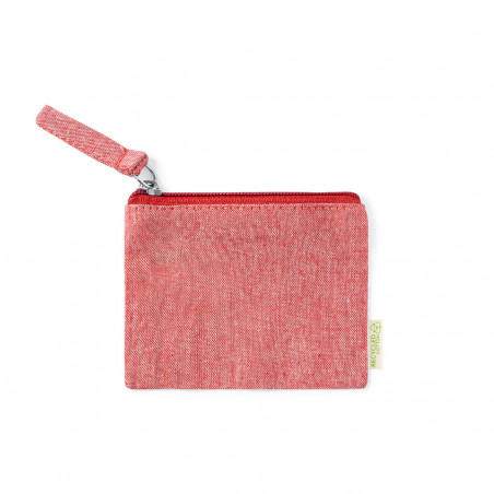 Monedero rojo en estuche kraft con adhesivo romántico novios para detalles boda