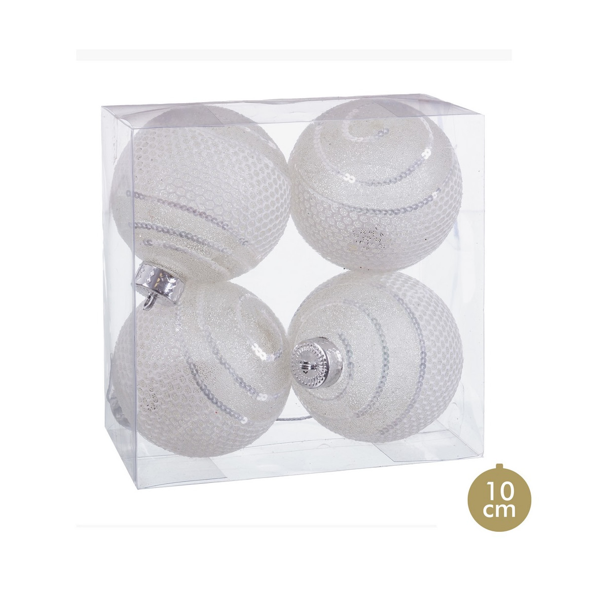 Bolas plata para decoración navidad 4 uds
