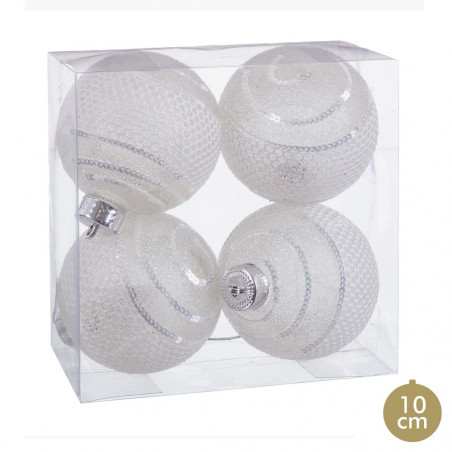 Bolas plata para decoración navidad 4 uds