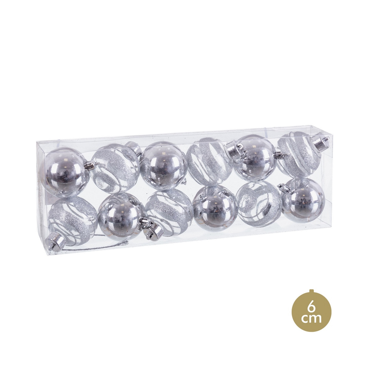 Bolas de plata para decoración navidad 12 uds