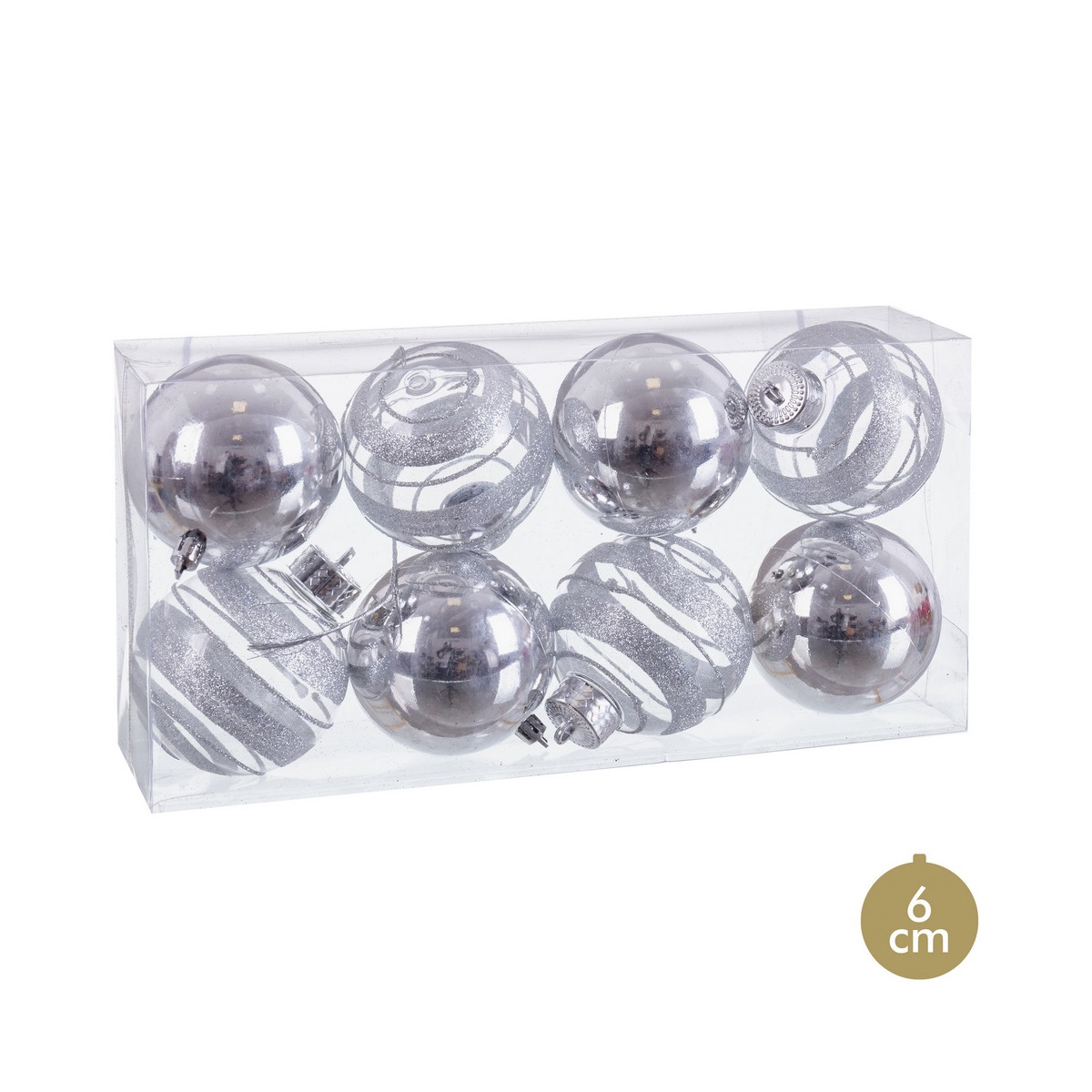 Bolas de plata para decoración navidad 8 uds