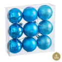 Bolas azul mate, brillo y purpurina para decoración navidad 9 uds