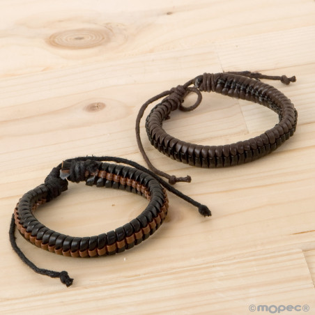 Pulsera trenzada para hombre símil piel en sobre kraft con adhesivo personalizable para bodas