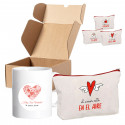 Taza personalizada y romántico neceser en caja para eventos