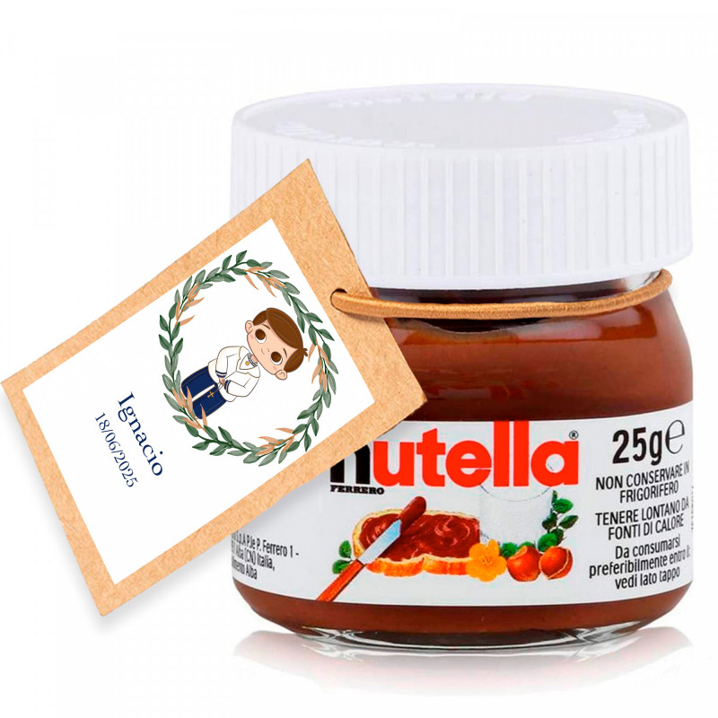 Nutella 25 gr con etiqueta personalizable para detalles primera comunión niño
