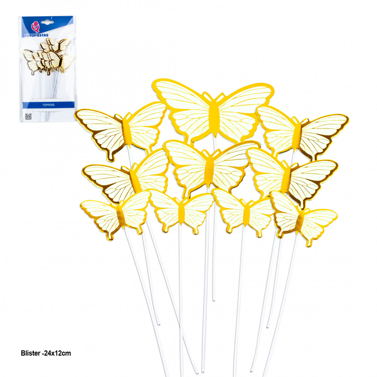 Topper para tartas mariposas con bordes metalizados oro para decorar