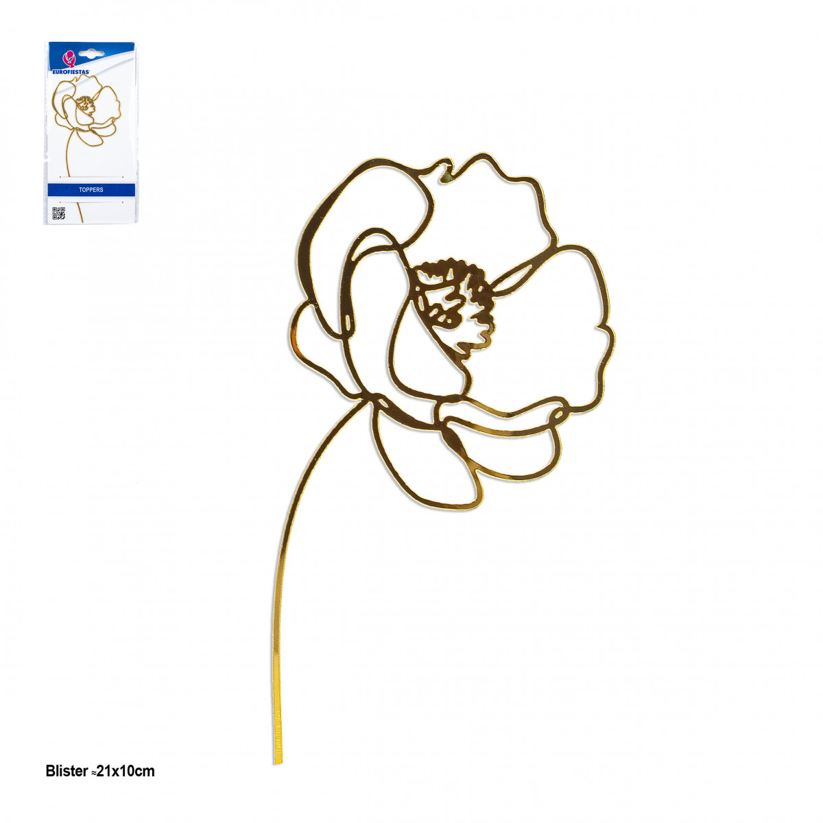 Topper forma de flor silueta dorada metalizada para decorar
